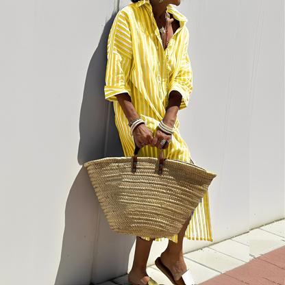 Paulette - Rochie cămașă clasică cu dungi pentru femei