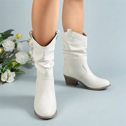 Mirabel - Cizme cowboy din piele pentru femei, cu design clasic