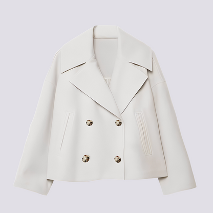 Bethney - Jachetă scurtă elegantă din lână cu guler cu rever pentru femei