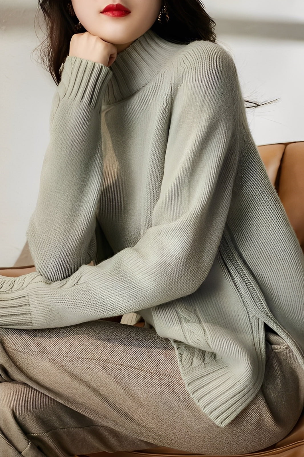 Karolyn - Pulover simplu și mulat pentru femei