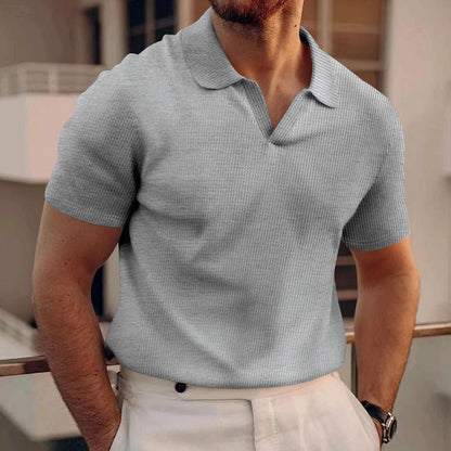 David - Polo simplu model Waffle pentru bărbați
