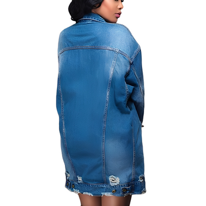 Yasmin - Jachetă lungă și confortabilă de blugi pentru femei