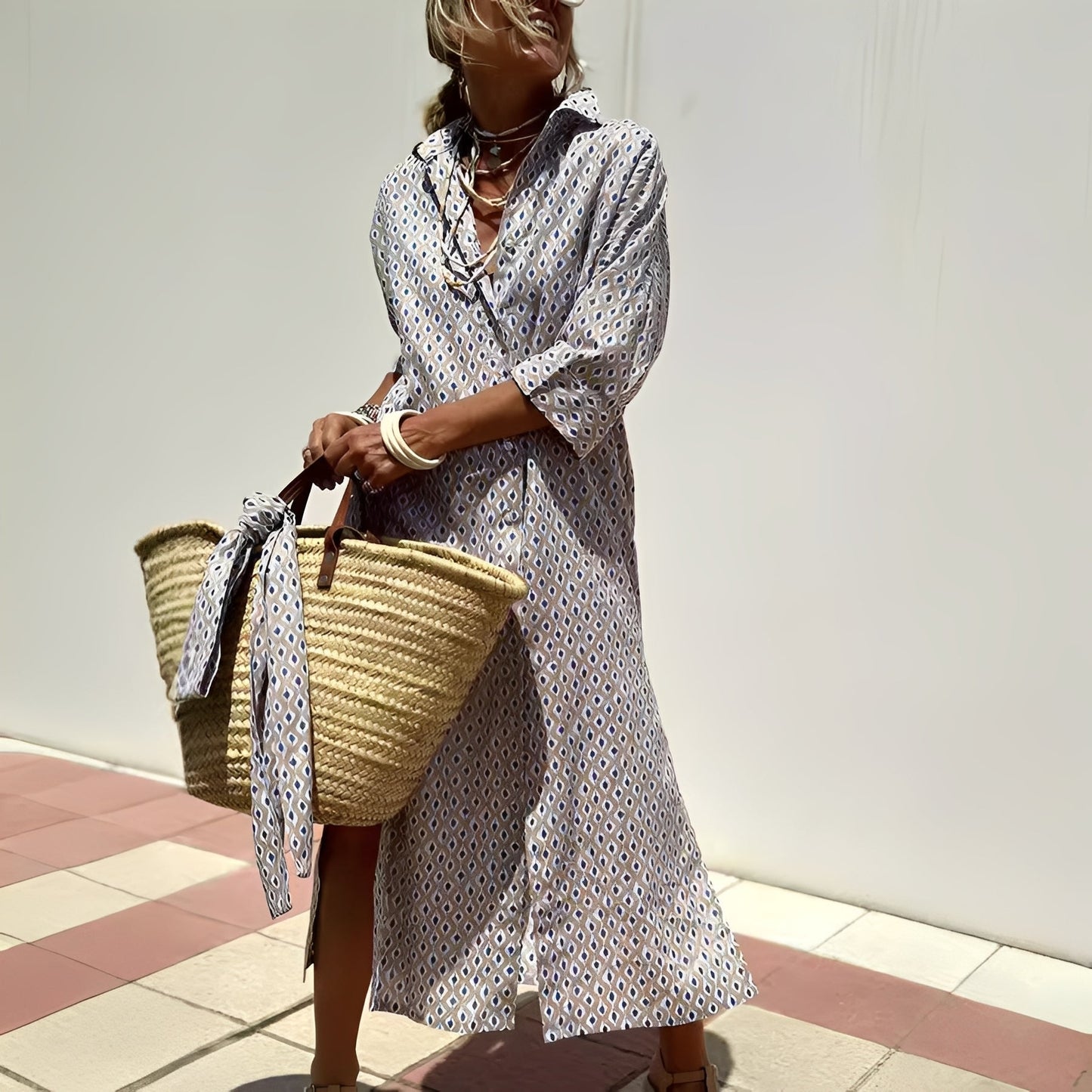 Paulette - Rochie cămașă clasică cu dungi pentru femei