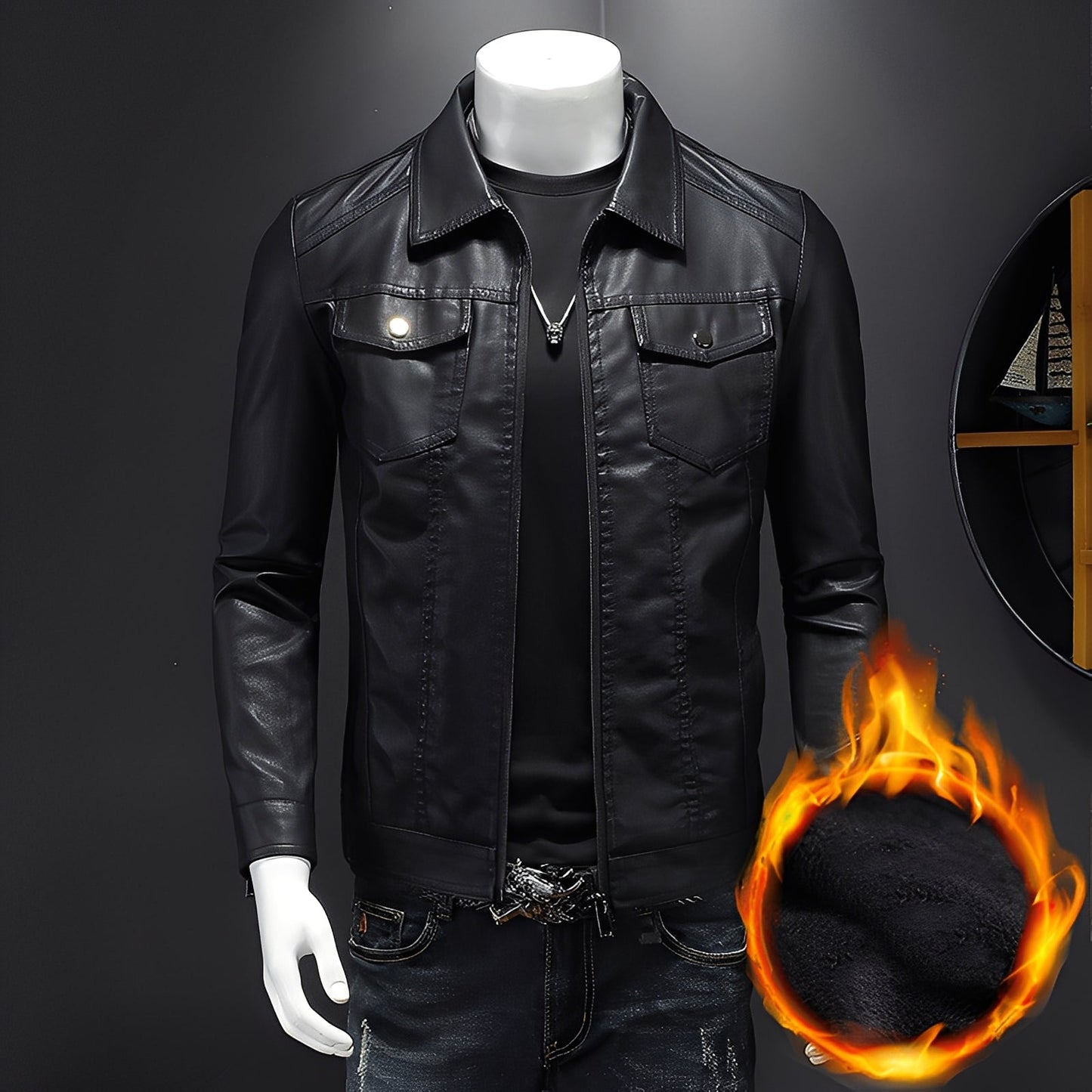 Brycen - Geacă de piele îngustă clasică pentru bărbați