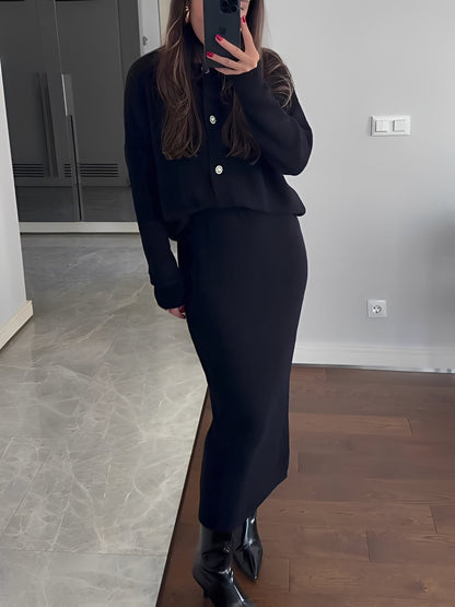 Cecilia - Set elegant din cardigan și fustă pentru femei