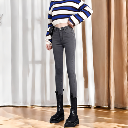 Betty - Blue jeans skinny termo calzi pentru femei