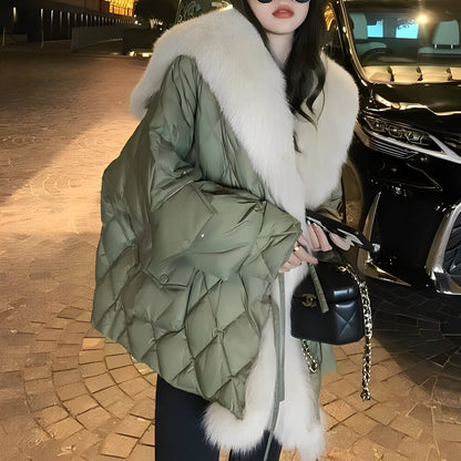 Marjorie - Geacă de puf la modă cu guler de blană pentru femei