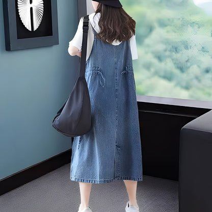 Kelsey - Rochie casual din denim cu buzunare pentru femei