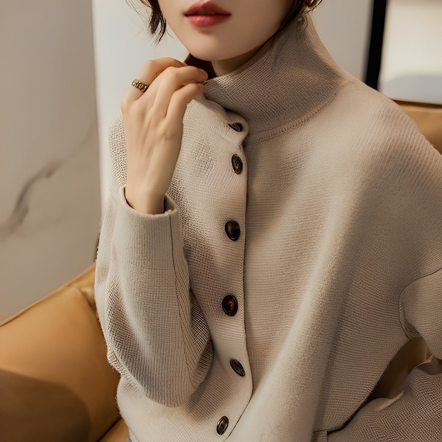 Evelynn - Pulover elegant din tricot cu guler înalt pentru femei