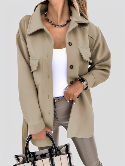 Tiffanie - Jachetă ușoară și modernă din lână cu guler rever pentru femei