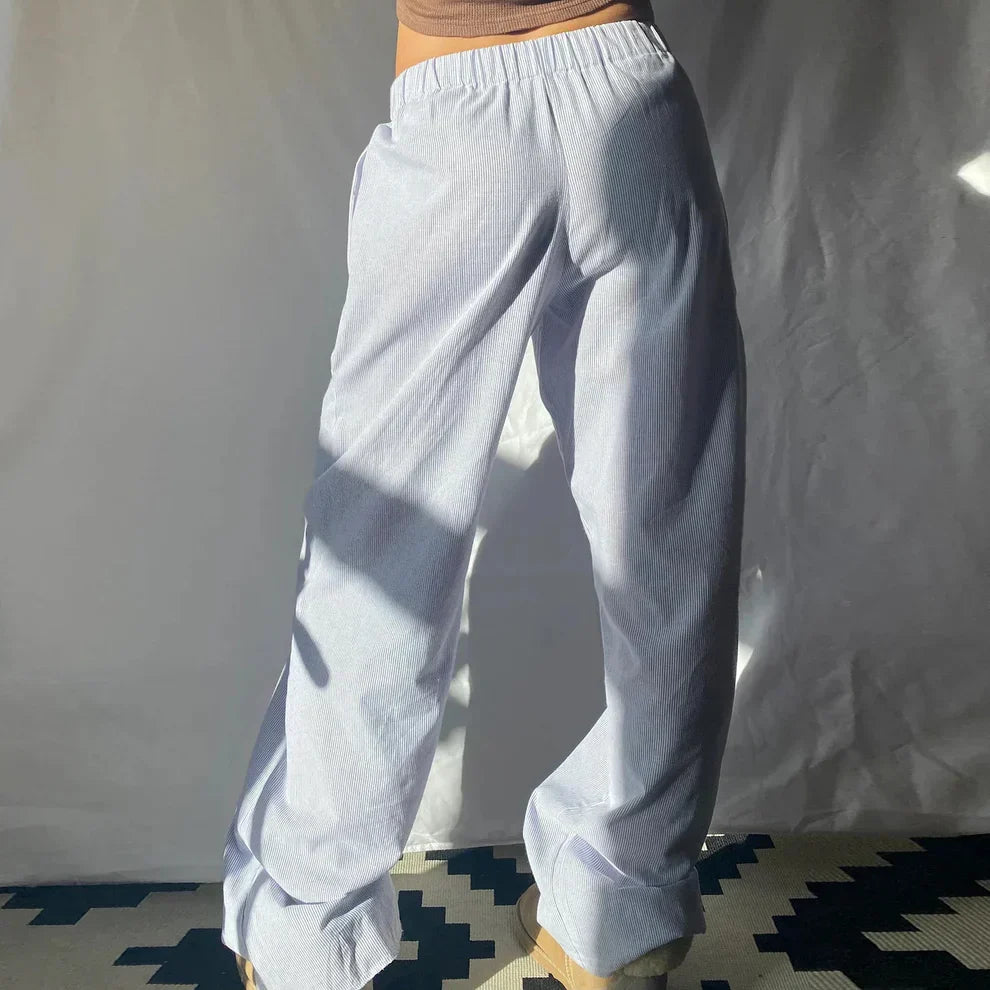 Elis – Pantaloni Femei Picior Larg cu Talie Înaltă