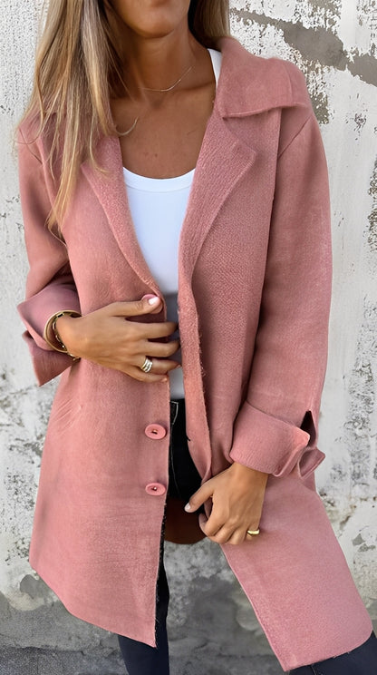 Meridith - Palton lung elegant pentru femei cu guler cu rever