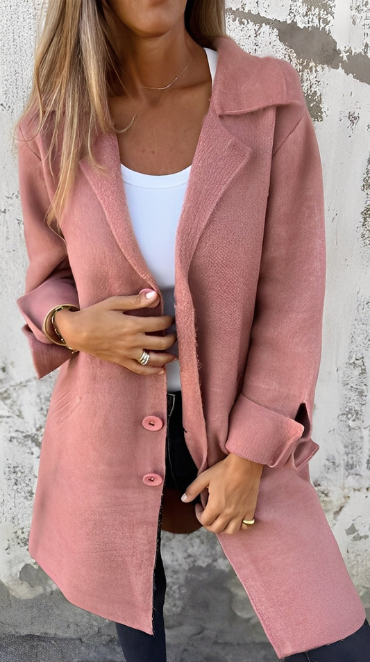 Meridith - Palton lung elegant pentru femei cu guler cu rever