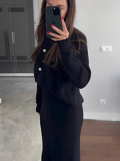 Cecilia - Set elegant din cardigan și fustă pentru femei