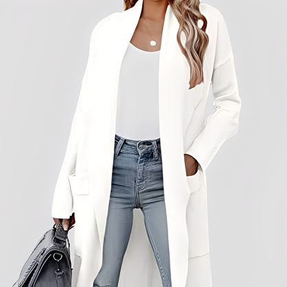 Chantal - Cardigan lung din tweed pentru femei, stil lejer
