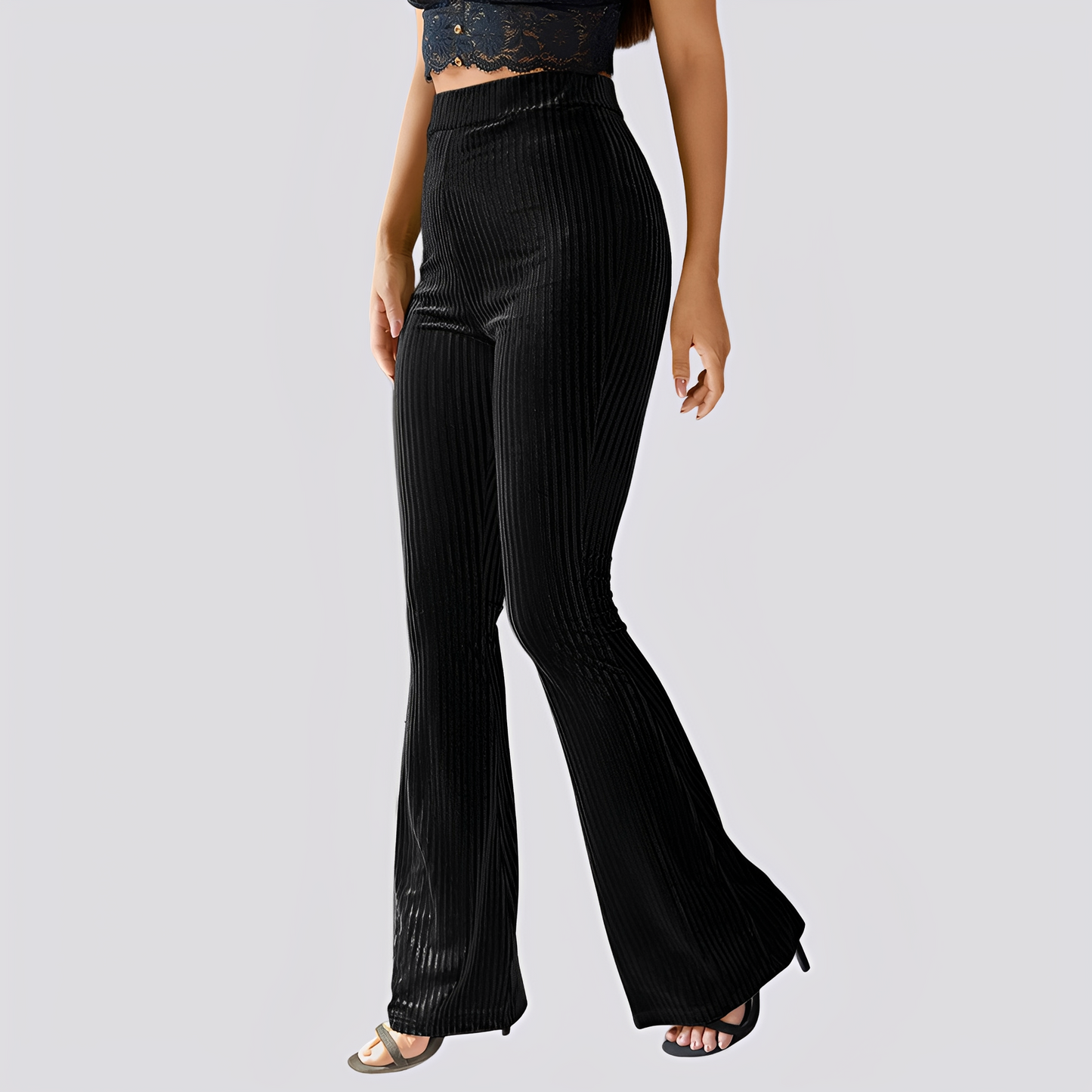 Leona - Pantaloni casual evazați din catifea pentru femei