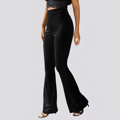 Leona - Pantaloni casual evazați din catifea pentru femei