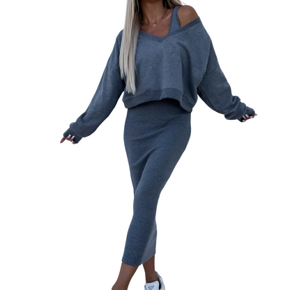 Tianna - Set elegant de pulover și fustă pentru femei