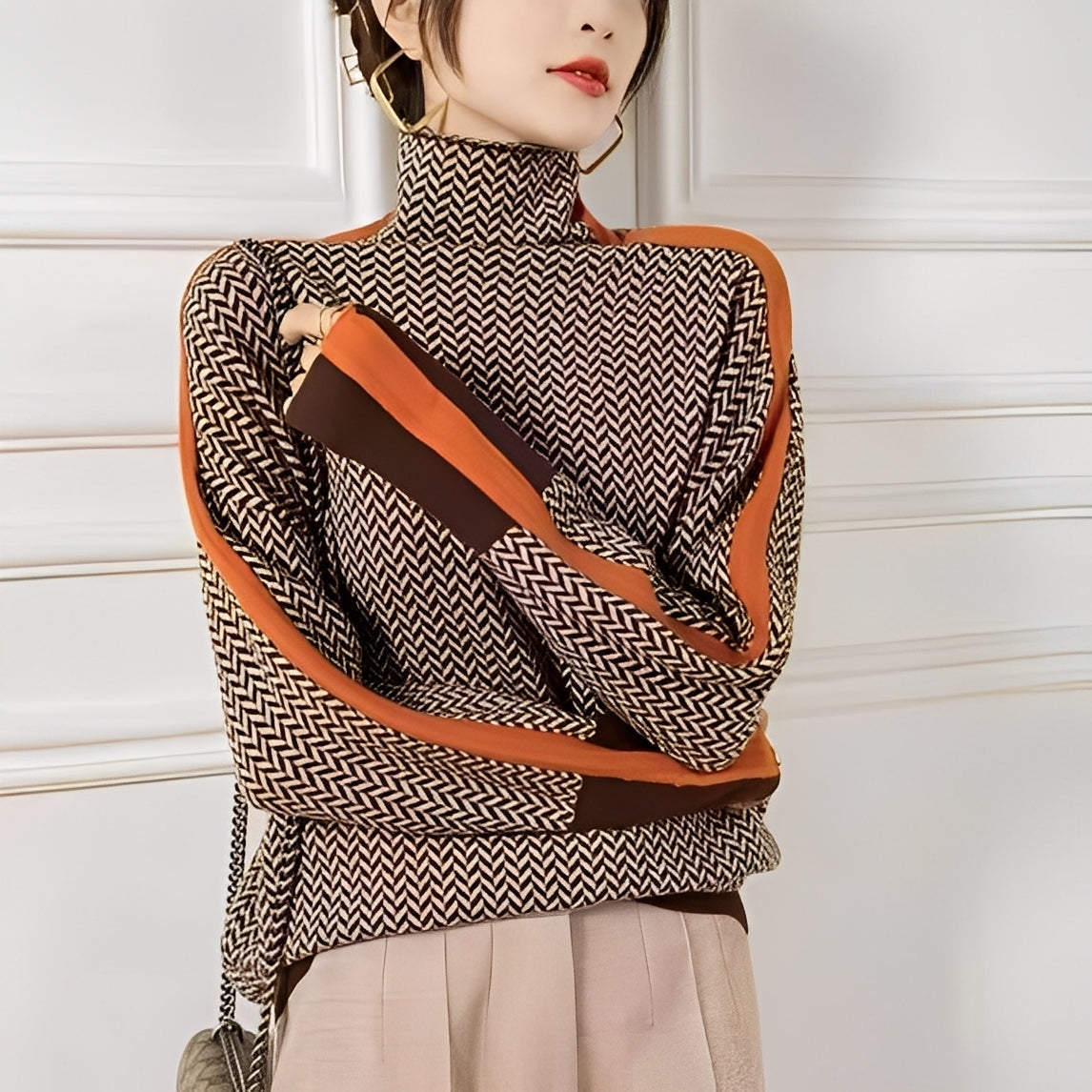 Roxanna - Pulover larg cu dungi pentru femei