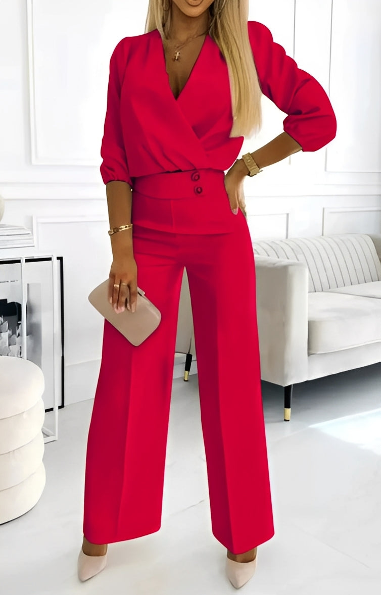 Caroline - Set sofisticat din două piese cu doi nasturi pentru femei