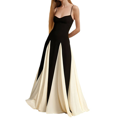 Charisse - Rochie elegantă de contrast cu tiv mare pentru doamne