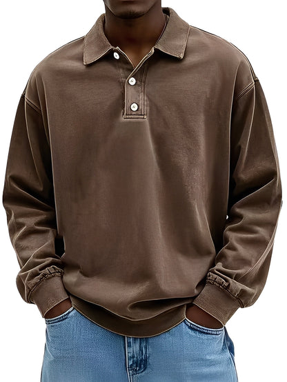 Clayton - Tricou polo clasic cu mânecă lungă pentru bărbați