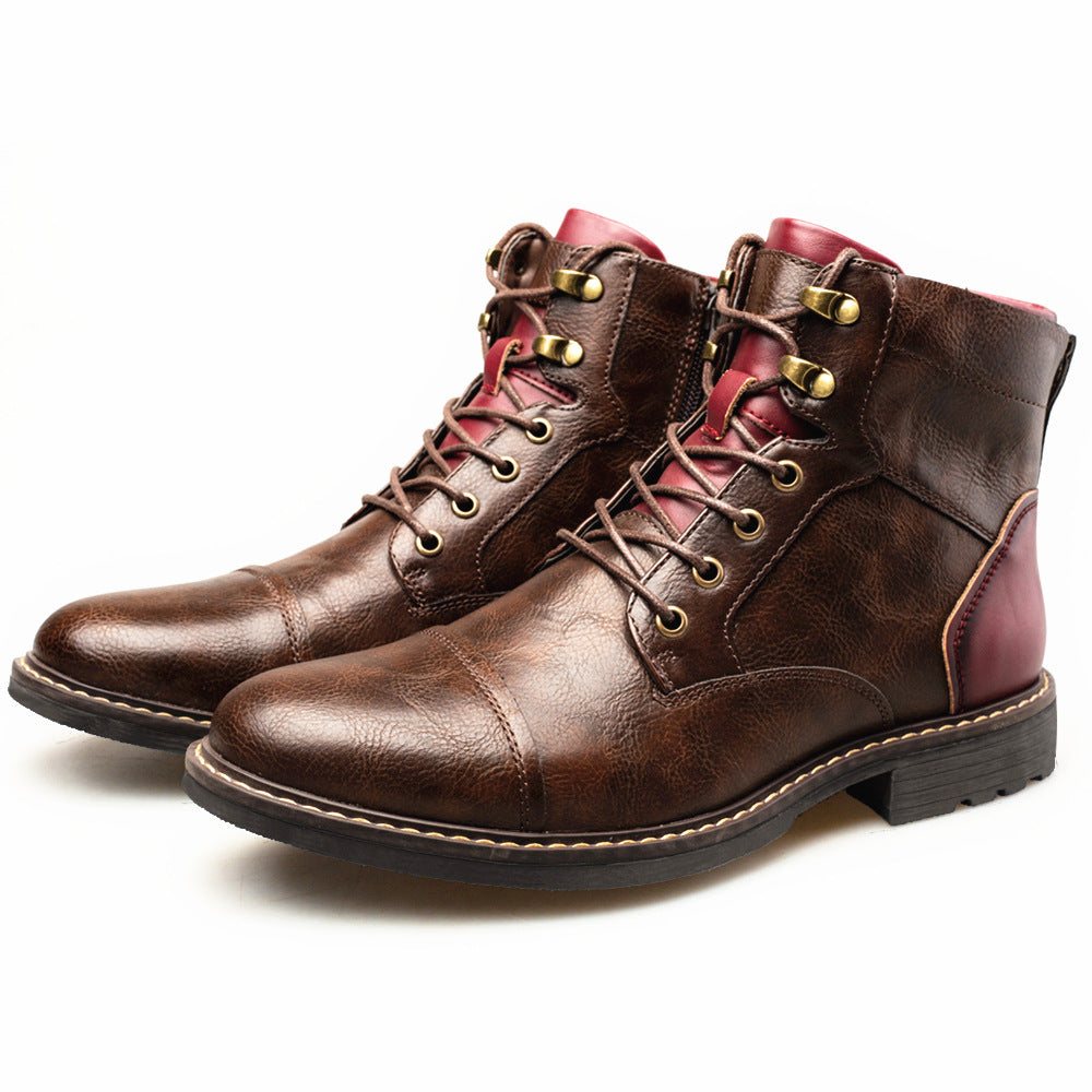 Louis - Ghete retro din piele cu fermoar pentru bărbați