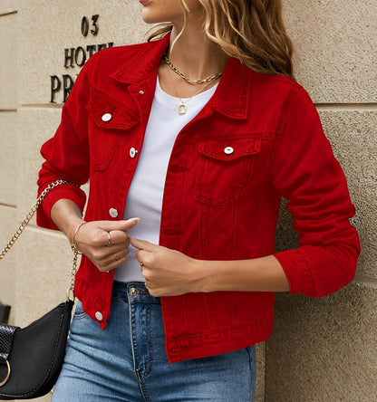 Julia - Jachetă stilată din denim cu guler cu rever pentru femei