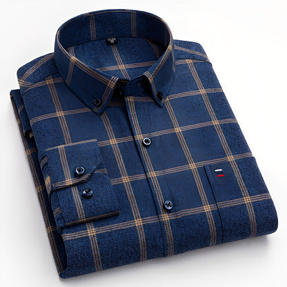 Nikolas - Cămașă lejeră în carouri din bumbac pentru bărbați