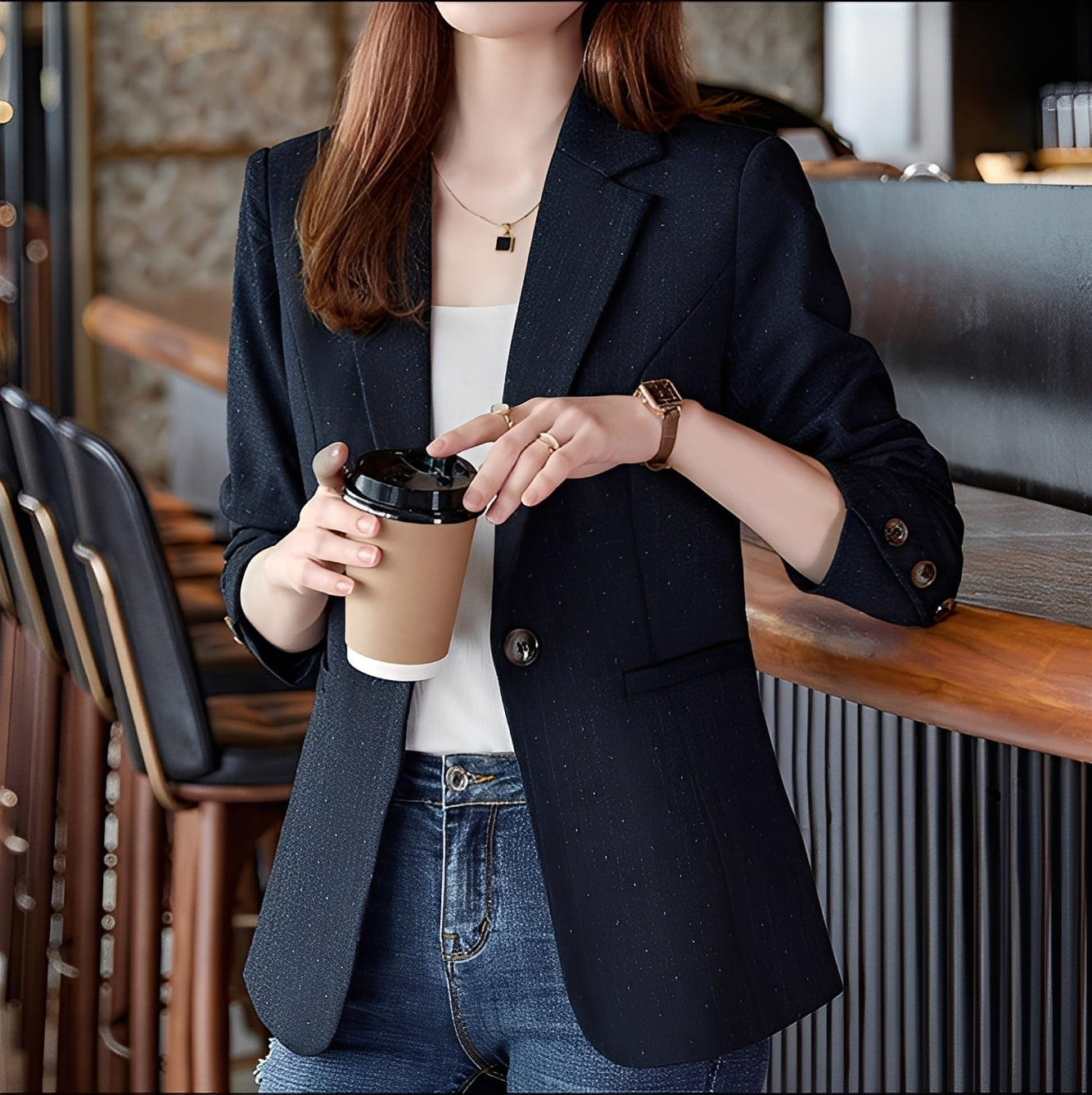 Claudia - Sacou elegant cu imprimeu în carouri pentru femei