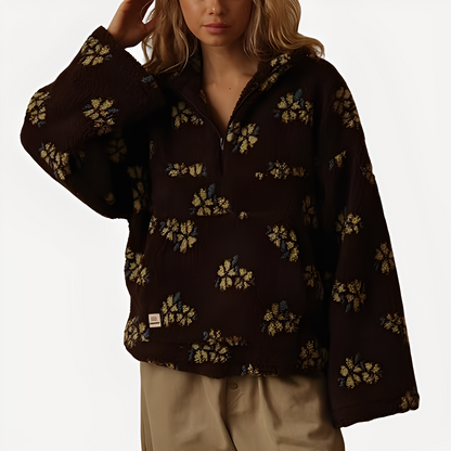 Elizabeth - Pulover Sherpa pentru femei cu model floral elegant