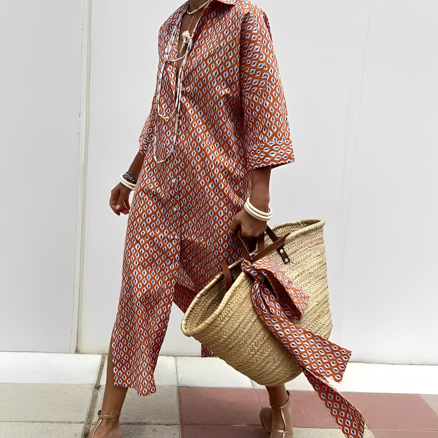 Paulette - Rochie cămașă clasică cu dungi pentru femei