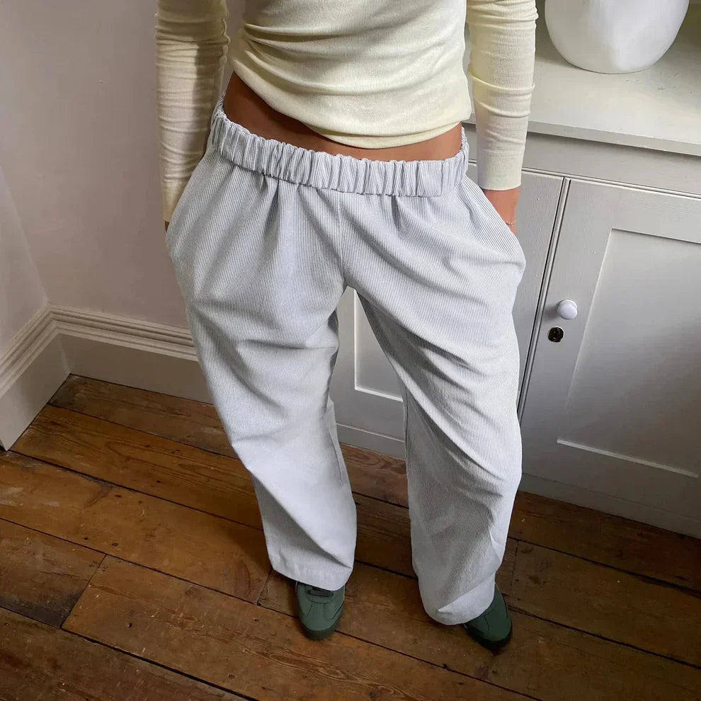Elis – Pantaloni Femei Picior Larg cu Talie Înaltă