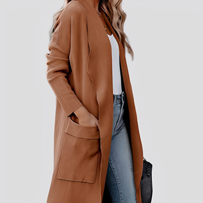 Chantal - Cardigan lung din tweed pentru femei, stil lejer