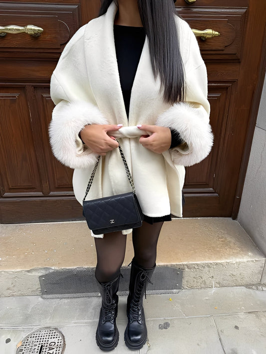 Armani - Pardesiu lung, sofisticat, elegant, cu blană pentru femei