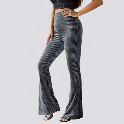 Leona - Pantaloni casual evazați din catifea pentru femei