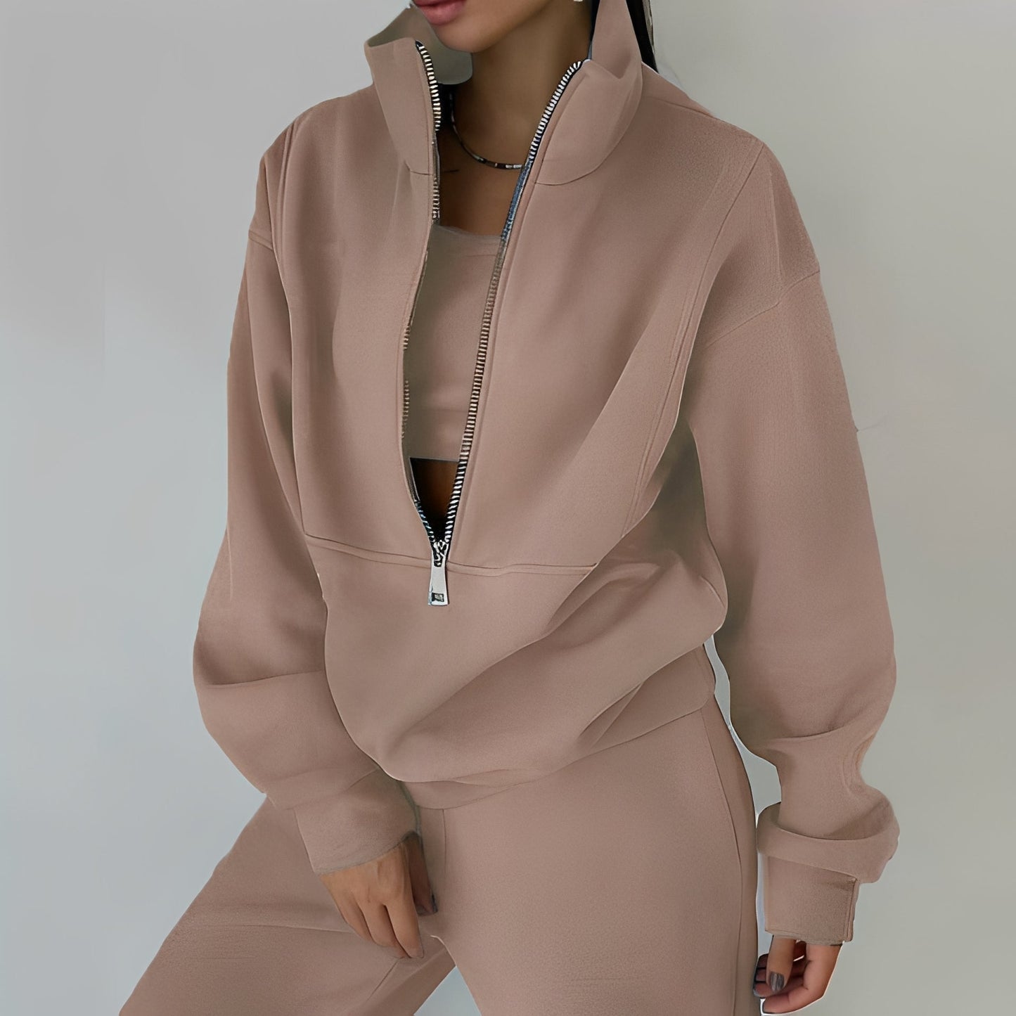 Mélissa - Ansamblu două piese oversize lejer din molleton