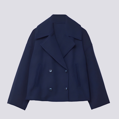 Bethney - Jachetă scurtă elegantă din lână cu guler cu rever pentru femei