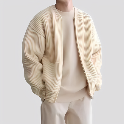 Willy - Pulover bărbați tricotat cu fermoar, stil relaxat