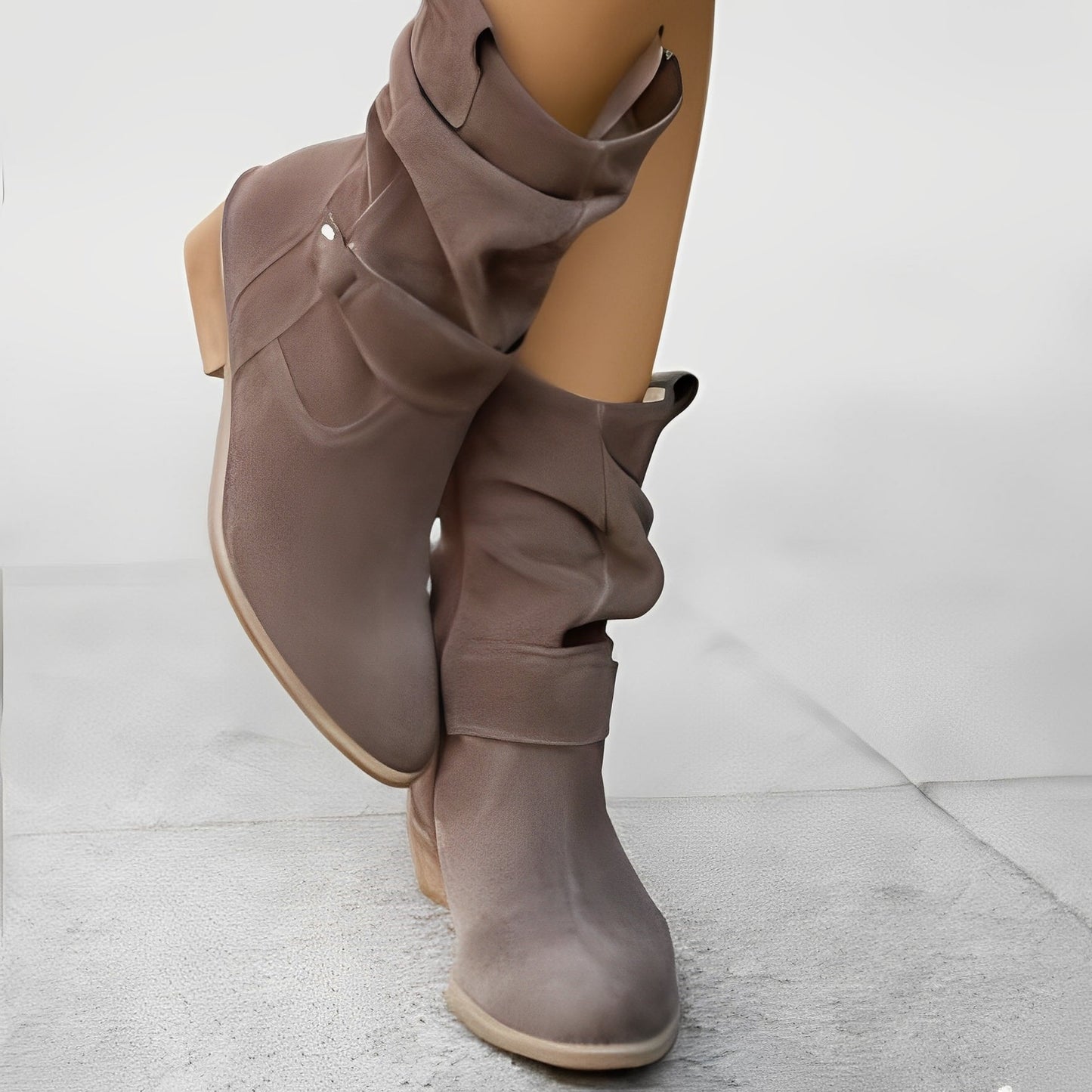 Marjorie - Cizme confortabile din piele întoarsă, croială largă pentru femei