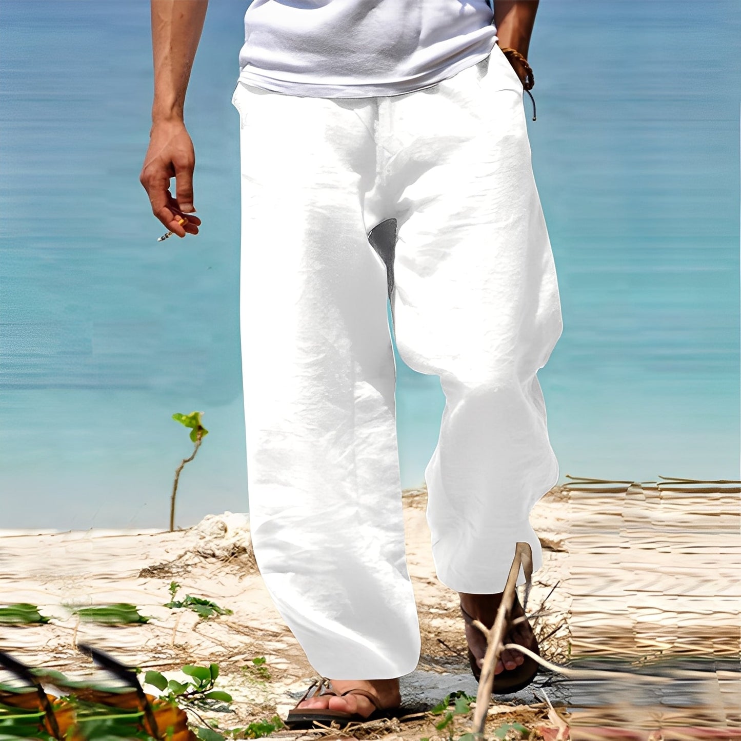 Milan - Pantaloni comod din in pentru bărbați