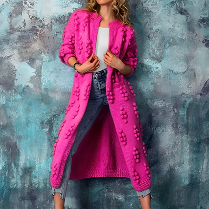 Nancy - Cardigan lung stilat cu ciucuri pentru femei