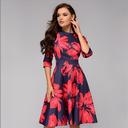Elisabeth - Rochie elegantă, cu mâneci lungi și design floral pentru femei