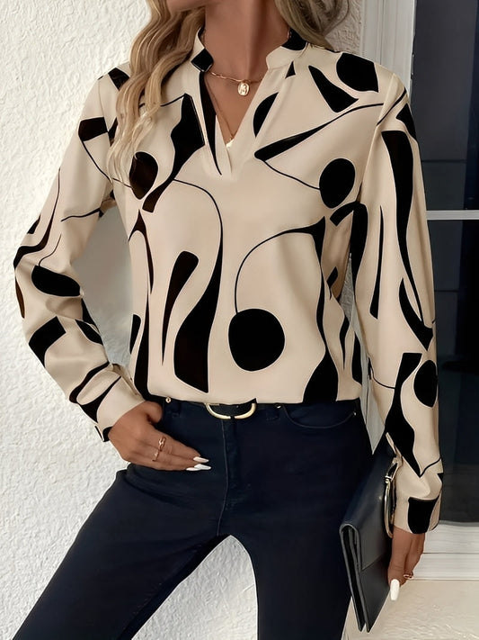 Melville - Bluza stilată cu mâneci lungi și model pentru femei