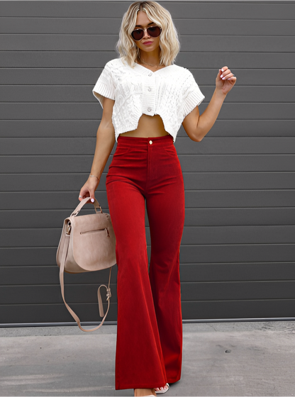 Marie - Pantaloni evazați eleganți cu talie înaltă pentru femei