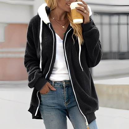 Rheanna - Jachetă călduroasă cu glugă din polar pentru femei