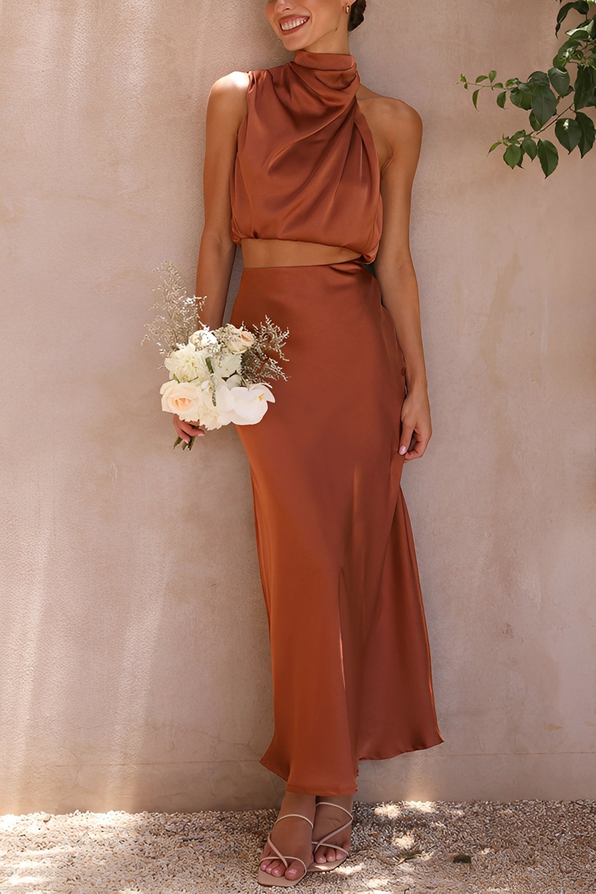 Yasmin - Set elegant din două piese cu guler halter pentru femei