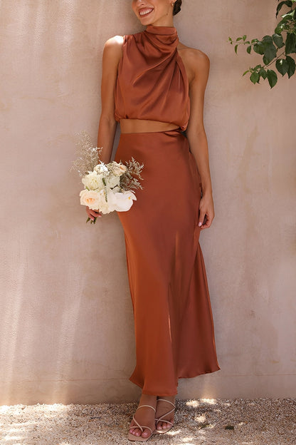 Yasmin - Set elegant din două piese cu guler halter pentru femei