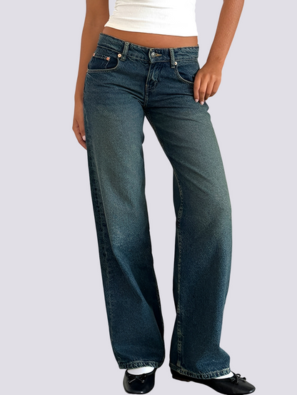 Isabel - Blugi casual, cu croială dreaptă, pe șolduri pentru femei