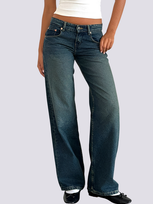 Isabel - Blugi casual, cu croială dreaptă, pe șolduri pentru femei